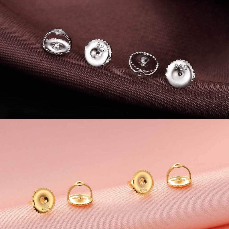 DELECOE 4-Pairs Screw Earring Backs for Diamond Stud Earrings, Stering Silver Threaded Screw On Earring Back, Hypoallergenic Secure Earring Screw Backs Replacement Post Sizes .032" - Image 5